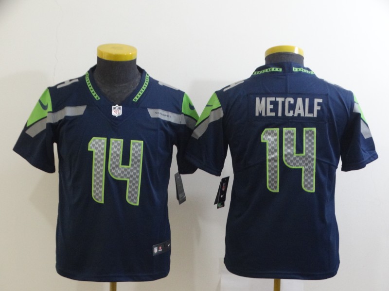 Personalized Youth Seahawks 14 DK Metcalf Navy Youth Untouchable Limited Jersey