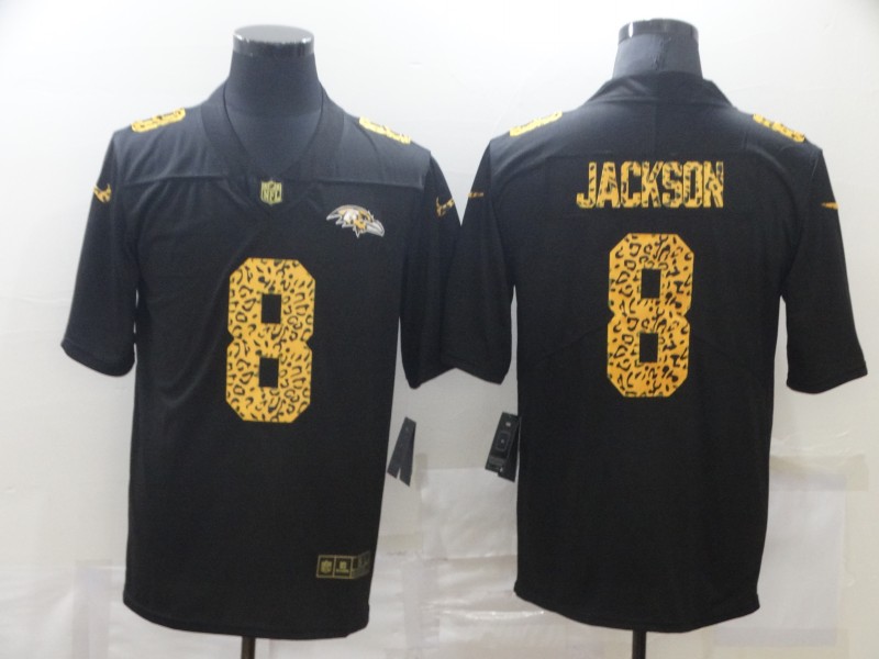 Personalized Ravens 8 Lamar Jackson Black Leopard Untouchable Limited Jersey