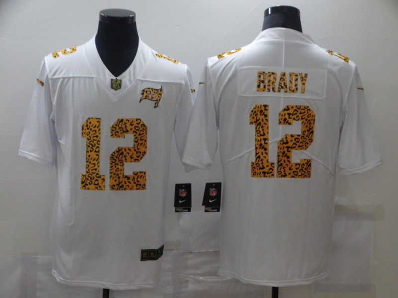Personalized Buccaneers 12 Tom Brady White Leopard Untouchable Limited Jersey