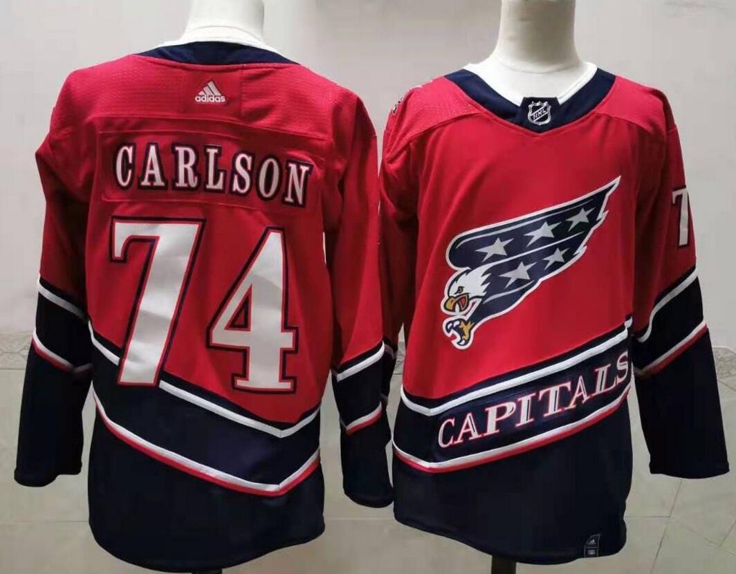 Personalized Capitals 74 John Carlson Red 2020-21 Reverse Retro Jersey