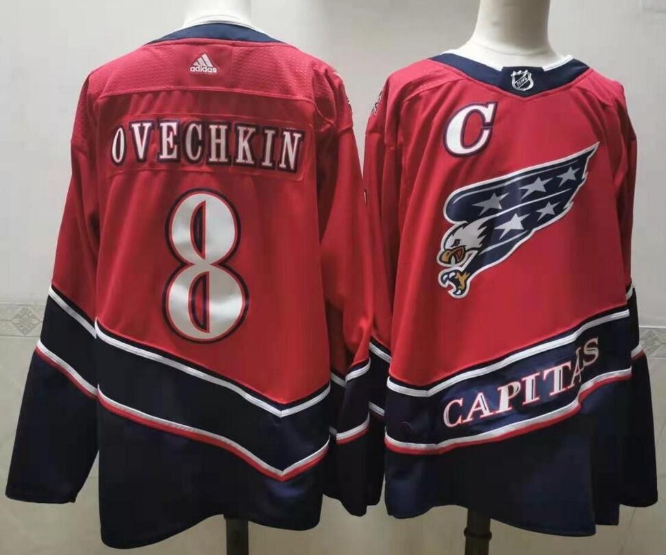 Personalized Capitals 8 Alexander Ovechkin Red 2020-21 Reverse Retro Jersey