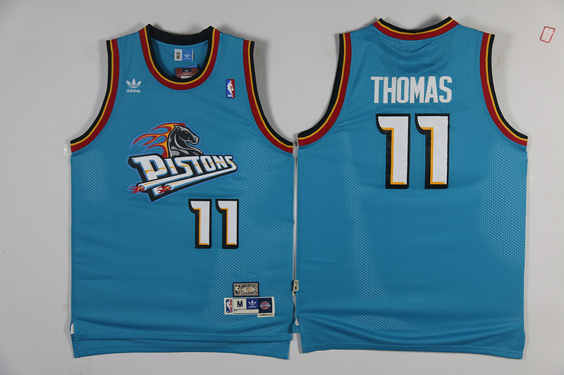 Personalized Pistons 11 Isiah Thomas Blue Hardwood Classics Mesh Jersey