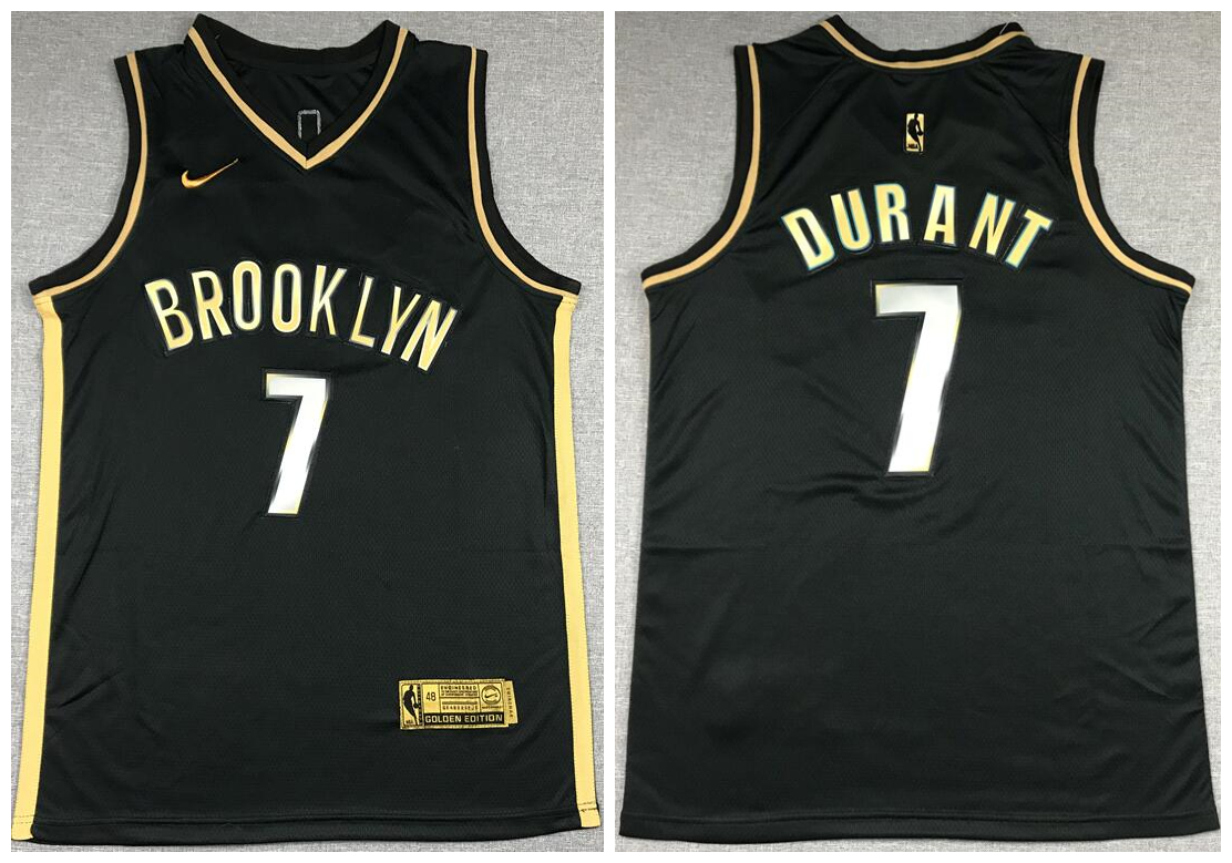 Personalized Nets 7 Kevin Durant Black Gold 2021 Swingman Jersey