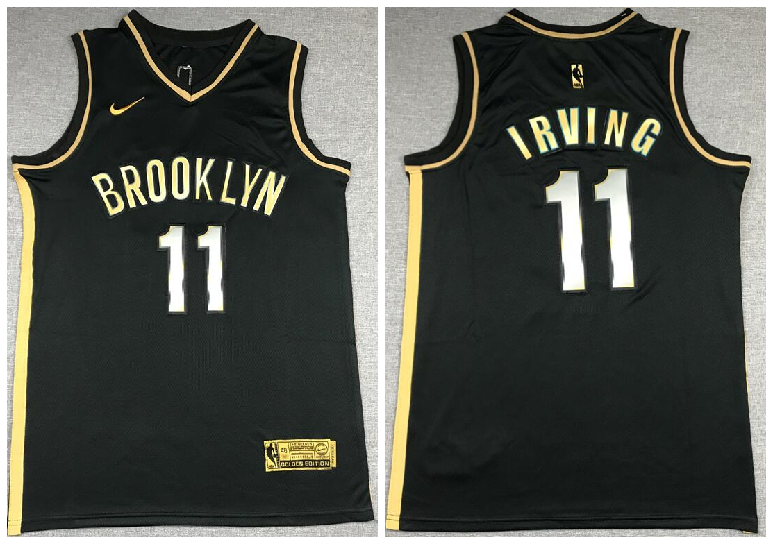 Personalized Nets 11 Kyrie Irving Black Gold 2021 Swingman Jersey