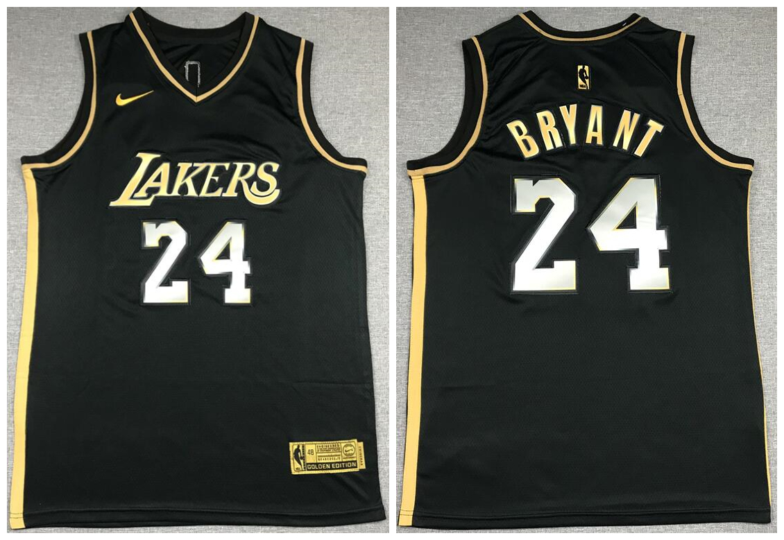 Personalized Lakers 24 Kobe Bryant Black Gold 2021 Swingman Jersey