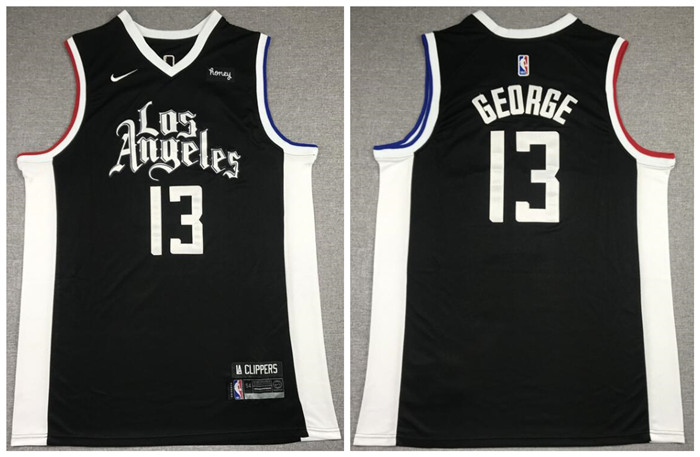 Personalized Clippers 13 Paul George Black 2021 City Edition Swingman Jersey