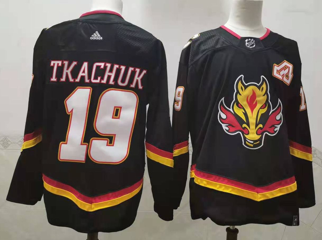 Personalized Flames 19 Matthew Tkachuk Black 2020-21 Reverse Retro Jersey