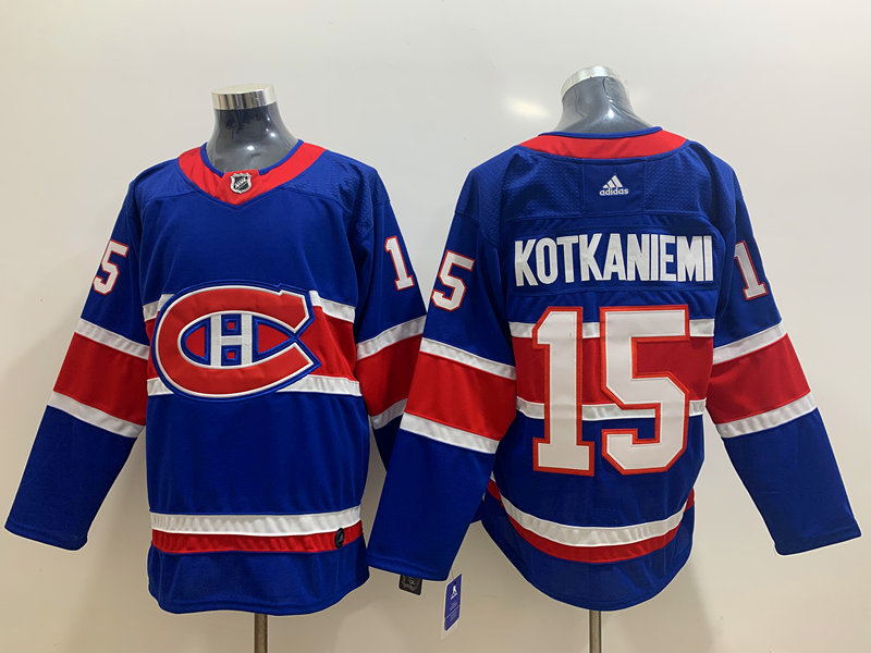 Personalized Canadiens 15 Jesperi Kotkaniemi Blue 2020-21 Reverse Retro Jersey