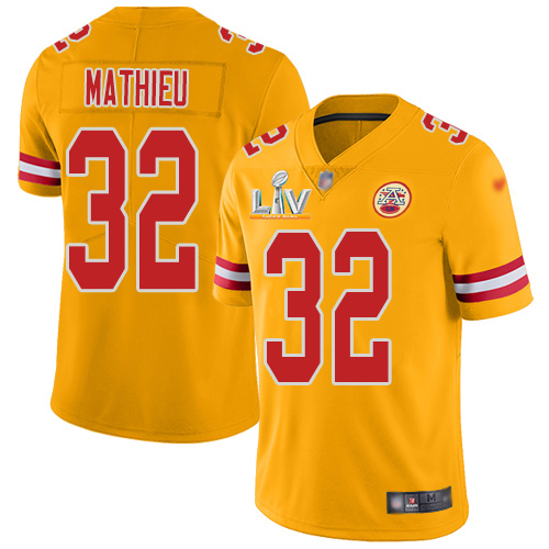 Personalized Chiefs #32 Tyrann Mathieu Gold Youth Super Bowl LV Bound Stitched NFL Limited Inverted Legend Jersey