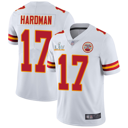 Personalized Chiefs #17 Mecole Hardman White Youth Super Bowl LV Bound Stitched NFL Untouchable Limited Jersey