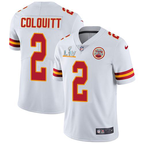 Personalized Chiefs #2 Dustin Colquitt White Youth Super Bowl LV Bound Stitched NFL Untouchable Limited Jersey