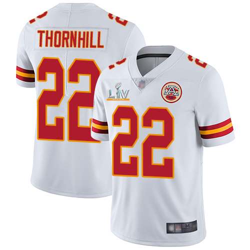 Personalized Chiefs #22 Juan Thornhill White Youth Super Bowl LV Bound Stitched NFL Untouchable Limited Jersey