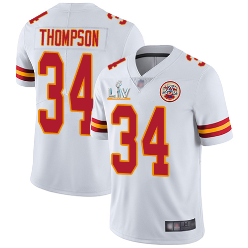 Personalized Chiefs #34 Darwin Thompson White Youth Super Bowl LV Bound Stitched NFL Untouchable Limited Jersey