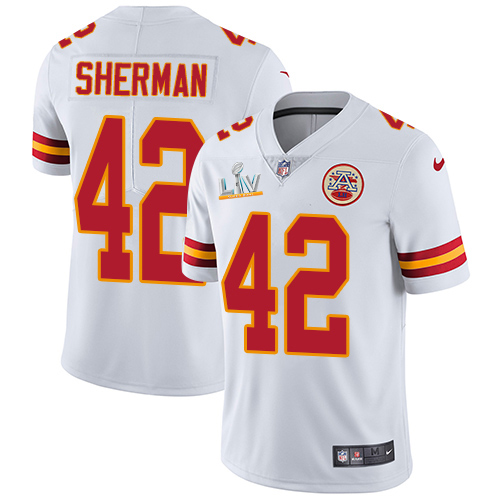 Personalized Chiefs #42 Anthony Sherman White Youth Super Bowl LV Bound Stitched NFL Untouchable Limited Jersey