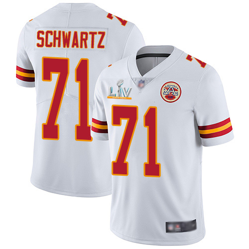 Personalized Chiefs #71 Mitchell Schwartz White Youth Super Bowl LV Bound Stitched NFL Untouchable Limited Jersey