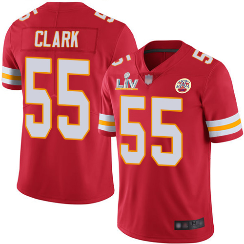 Personalized Chiefs #55 Frank Clark Red Team Color Youth Super Bowl LV Bound Stitched NFL Untouchable Limited Jersey