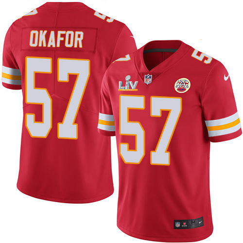 Personalized Chiefs #57 Alex Okafor Red Team Color Youth Super Bowl LV Bound Stitched NFL Untouchable Limited Jersey