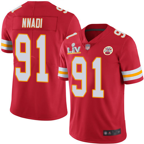 Personalized Chiefs #91 Derrick Nnadi Red Team Color Youth Super Bowl LV Bound Stitched NFL Untouchable Limited Jersey