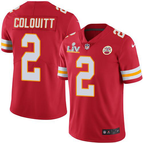 Personalized Chiefs #2 Dustin Colquitt Red Team Color Youth Super Bowl LV Bound Stitched NFL Untouchable Limited Jersey