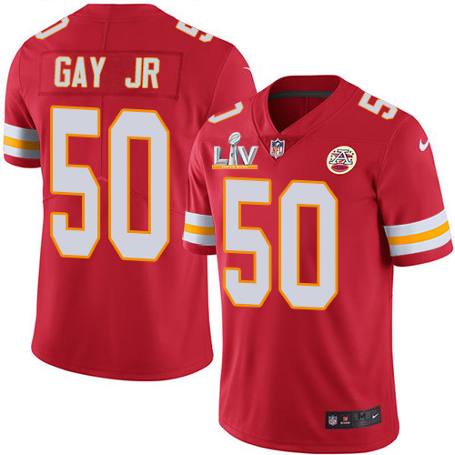 Personalized Chiefs #50 Willie Gay Jr. Red Team Color Youth Super Bowl LV Bound Stitched NFL Untouchable Limited Jersey