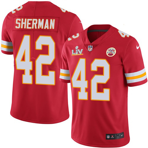 Personalized Chiefs #42 Anthony Sherman Red Team Color Youth Super Bowl LV Bound Stitched NFL Untouchable Limited Jersey