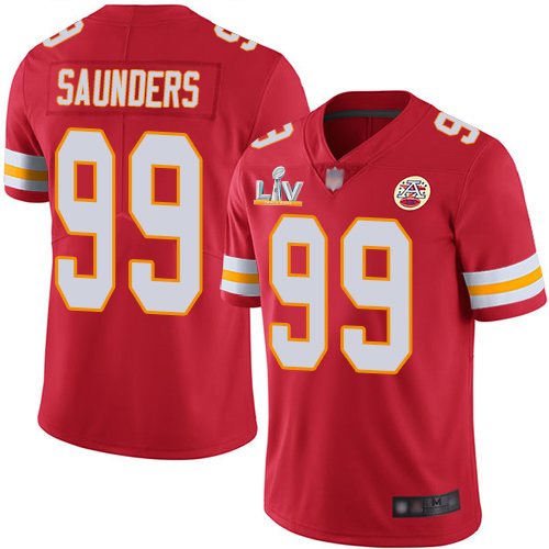 Personalized Chiefs #99 Khalen Saunders Red Team Color Youth Super Bowl LV Bound Stitched NFL Untouchable Limited Jersey