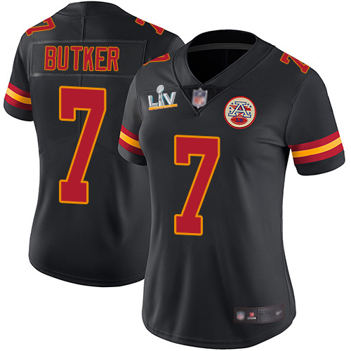Personalized Chiefs #7 Harrison Butker Black Women’s Super Bowl LV Bound Stitched NFL Limited Rush Jersey