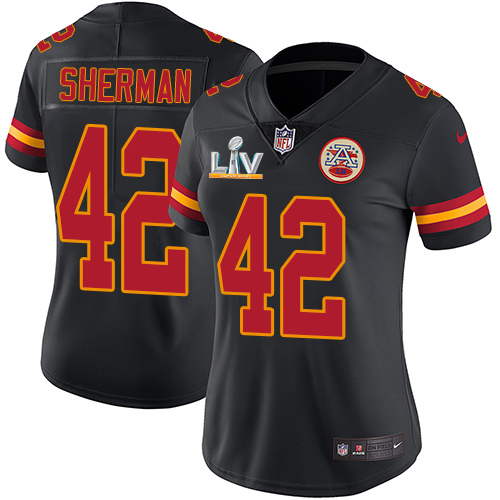 Personalized Chiefs #42 Anthony Sherman Black Women’s Super Bowl LV Bound Stitched NFL Limited Rush Jersey