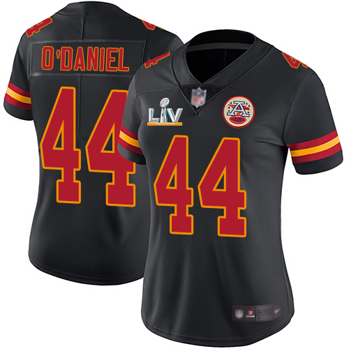Personalized Chiefs #44 Dorian O’Daniel Black Women’s Super Bowl LV Bound Stitched NFL Limited Rush Jersey