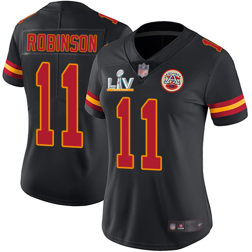 Personalized Chiefs #11 Demarcus Robinson Black Women’s Super Bowl LV Bound Stitched NFL Limited Rush Jersey