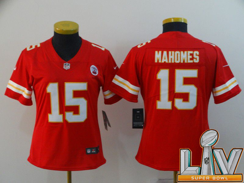 Personalized Cheap Super Bowl LV 2021 Women Kansas City Chiefs 15 Mahomes Red Untouchable Limited NFL Jersey