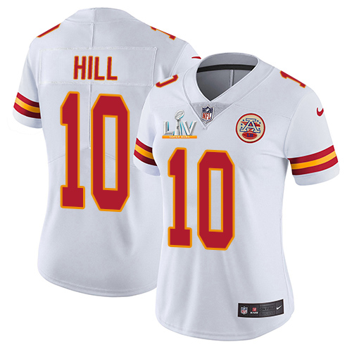 Personalized Chiefs #10 Tyreek Hill White Women’s Super Bowl LV Bound Stitched NFL Untouchable Limited Jersey
