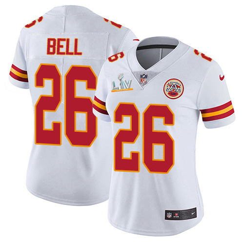 Personalized Chiefs #26 Le’Veon Bell White Women’s Super Bowl LV Bound Stitched NFL Untouchable Limited Jersey