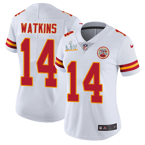 Personalized Chiefs #14 Sammy Watkins White Women’s Super Bowl LV Bound Stitched NFL Untouchable Limited Jersey