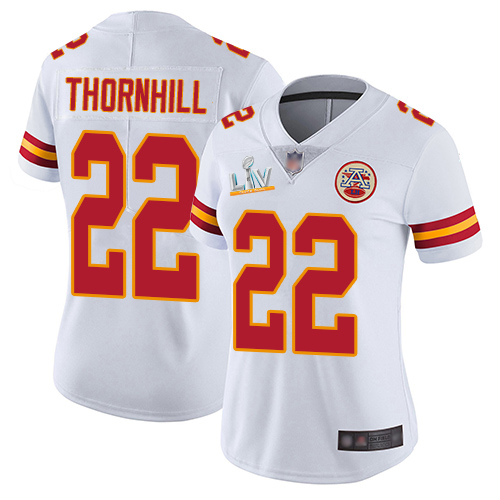 Personalized Chiefs #22 Juan Thornhill White Women’s Super Bowl LV Bound Stitched NFL Untouchable Limited Jersey