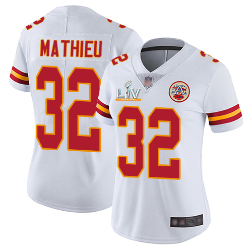 Personalized Chiefs #32 Tyrann Mathieu White Women’s Super Bowl LV Bound Stitched NFL Untouchable Limited Jersey