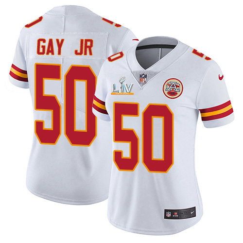 Personalized Chiefs #50 Willie Gay Jr. White Women’s Super Bowl LV Bound Stitched NFL Untouchable Limited Jersey