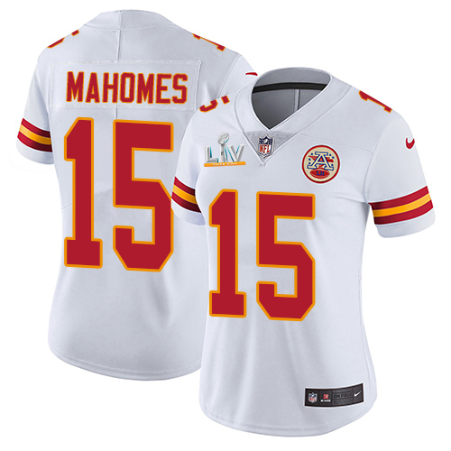 Personalized Chiefs #15 Patrick Mahomes White Women’s Super Bowl LV Bound Stitched NFL Untouchable Limited Jersey