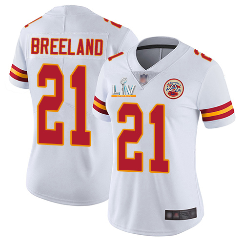 Personalized Chiefs #21 Bashaud Breeland White Women’s Super Bowl LV Bound Stitched NFL Untouchable Limited Jersey