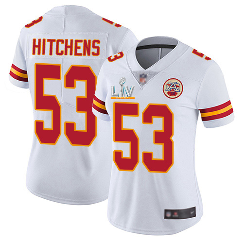 Personalized Chiefs #53 Anthony Hitchens White Women’s Super Bowl LV Bound Stitched NFL Untouchable Limited Jersey