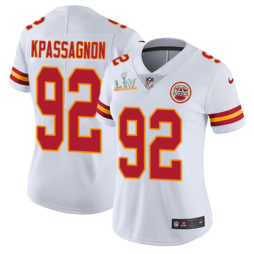 Personalized Chiefs #92 Tanoh Kpassagnon White Women’s Super Bowl LV Bound Stitched NFL Untouchable Limited Jersey