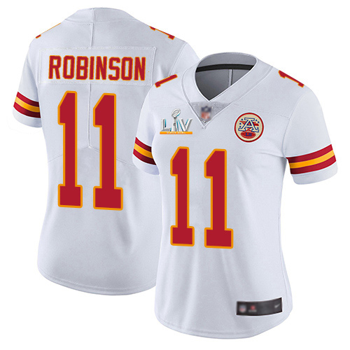 Personalized Chiefs #11 Demarcus Robinson White Women’s Super Bowl LV Bound Stitched NFL Untouchable Limited Jersey