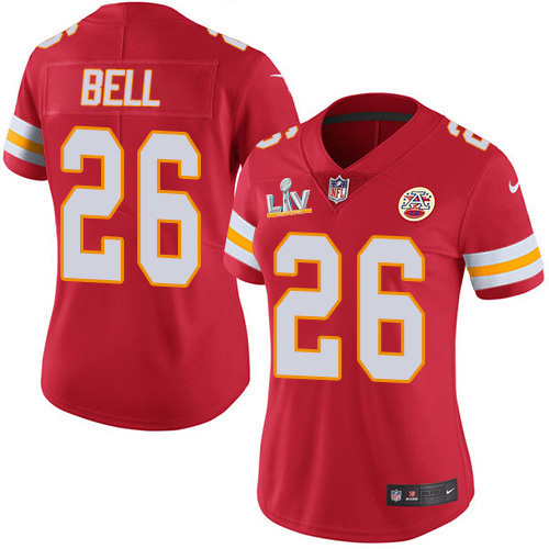 Personalized Chiefs #26 Le’Veon Bell Red Team Color Women’s Super Bowl LV Bound Stitched NFL Untouchable Limited Jersey