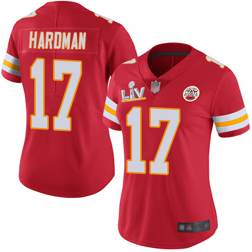 Personalized Chiefs #17 Mecole Hardman Red Team Color Women’s Super Bowl LV Bound Stitched NFL Untouchable Limited Jersey