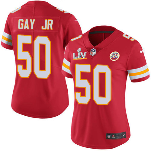 Personalized Chiefs #50 Willie Gay Jr. Red Team Color Women’s Super Bowl LV Bound Stitched NFL Untouchable Limited Jersey