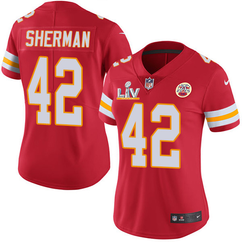 Personalized Chiefs #42 Anthony Sherman Red Team Color Women’s Super Bowl LV Bound Stitched NFL Untouchable Limited Jersey