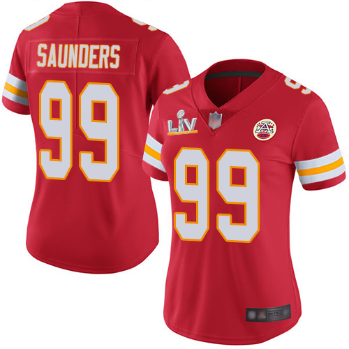 Personalized Chiefs #99 Khalen Saunders Red Team Color Women’s Super Bowl LV Bound Stitched NFL Untouchable Limited Jersey