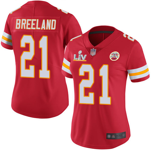 Personalized Chiefs #21 Bashaud Breeland Red Team Color Women’s Super Bowl LV Bound Stitched NFL Untouchable Limited Jersey