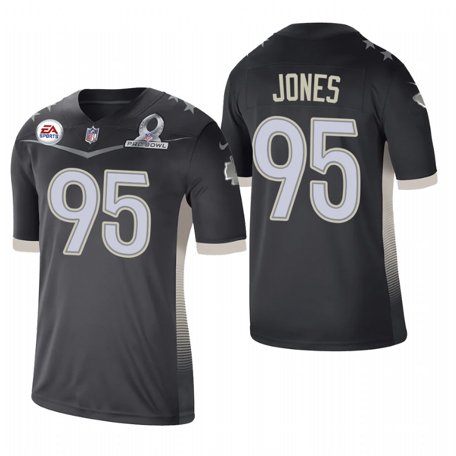 Personalized Kansas City Chiefs #95 Chris Jones 2021 AFC Pro Bowl Game Anthracite NFL Jersey