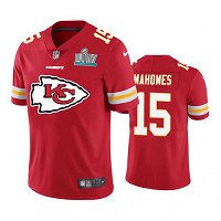 Personalized Men’s Kansas City Chiefs #15 Patrick Mahomes Team Logo Red 2021 Super Bowl LV Jersey